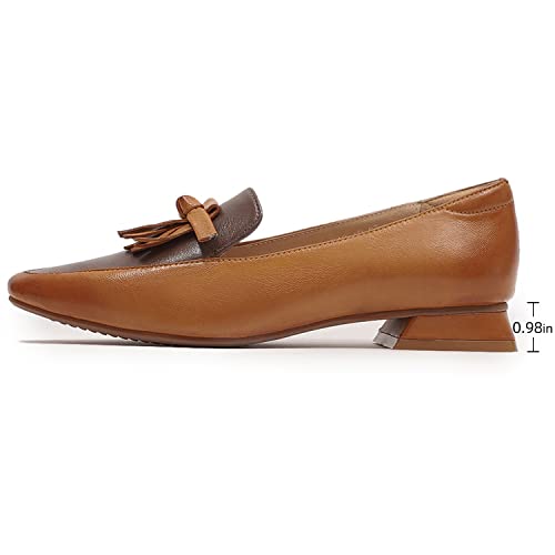Image of Mona flying Women's Leather Square Toe Penny Loafer Slip on Office Flats