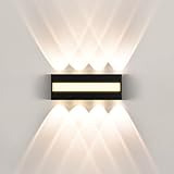 JVURICE LED Wandleuchte Innen IP65, 3000K Wandlampe mit 8 Lichtquellen Up Down, 12W (1200lm) LED Lampe aus Aluminium Für Wohnzimmer, Schlafzimmer, Flur, Treppenhaus, Warmweiß