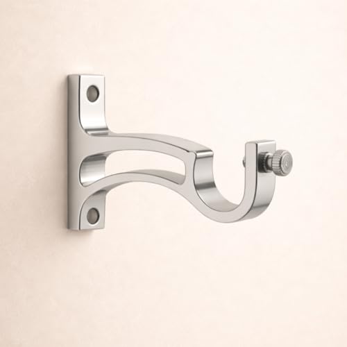 Image of Elite Aluminum Curtain Rod Brackets - Heavy-Duty Wall Mount Clamps for Curtain Rod Support for Door and Window Curtain Rods with Screw and Wall Plug - Pack of 2PCS (ARCSUPPORT)