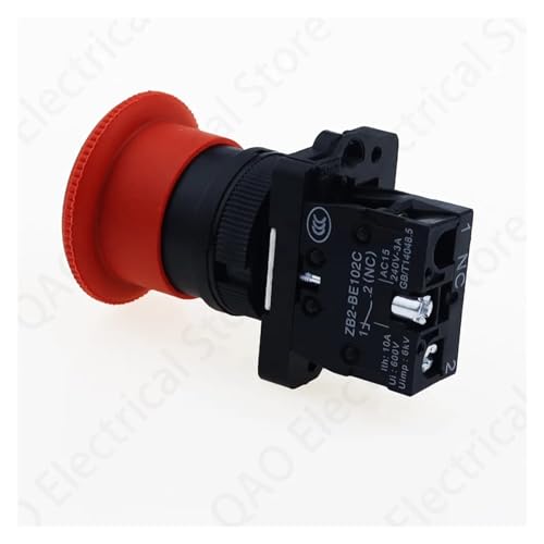 Bouton champignon arrêt d'urgence 22mm pour panneau de commande électrique 2NO - 5