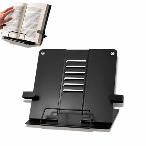 Support de Lecture Métal Réglable, Porte-Livre Chevalet Pliable, Lutrin de Lecture Multifonctionnel, Support de Livre de Cuisine, Tenirs Livres pour Livres,...