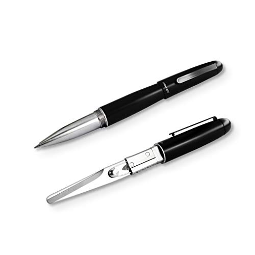 Xcissor Pen by Mininch | Multi-Tool Writing Utensil with Hidden Scissors | Optional Precision Razor Blade (Standard Set, Black)
