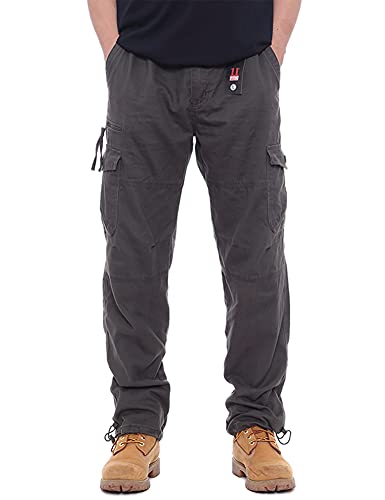 IDEALSANXUN Mens Cargo Pants Casual Elastic Waist Loose Straight Leg Cargo Pants2
