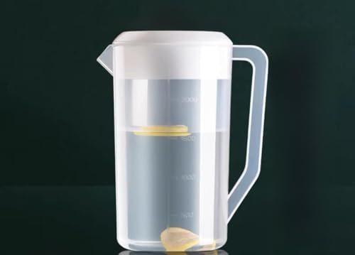 Sefoemut2個入り水筒 冷水筒 ウォーターピッチャー 水差し スケール付きプラスチック製 ジュースポット お茶ポット 大容量 耐熱冷 やかんやかんジュースしお茶 麦茶 ポット業務用 抗菌 仕様 ピッチャー 食洗機対応 (PP白蓋冷製やかん2500 m