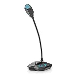 Amigo Nedis Gooseneck Gaming Microphone | with Mute Button | 1.5 mm USB Cable |3.5 MM Audio Connector | Compatible with Desktop, PC, Laptop, Mac & PS4 (Black/Grey)