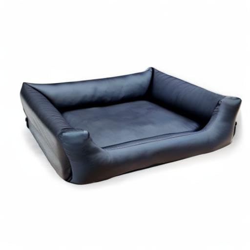 4L Textil Mario Hundebett Kunstleder Hundekorb aus Kunstleder Wasserfestes Hundebett mittelgroße Hunde Hundesofa (100x70 cm, Schwarz)