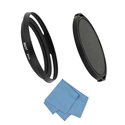 Capuchón para lente SIOTI de 67 mm, tratamiento antirreflejo mate y oxidación, aleación de aluminio, incluye tapa para lente de 77 mm, compatible con lentes de cámaras Sony, Canon, Nikon, Fuji y otras superiores a 24 mm miniatura 1