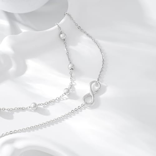 Image of CHIC & ARTSY 925 Sterling Silver Ankle Bracelets for Women, Adjustable Layered Foot Chains with Nature & Symbol Charms, Lightweight Comfort Fit Boho Beach Everyday Jewelry