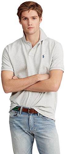 Image of POLO RALPH LAUREN Men Custom Fit Mesh Pony Logo Shirt (XL, GreyHtr)