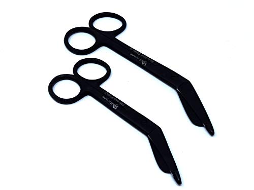 Set of 2 Heavy Duty Nurse Doctor Medical Lister Bandage Scissors Shears (A2ZSCILAB) (All Black 5.5