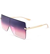 FEISEDY Flat Top Oversized Shield Sunglasses Women Men Square Fashion Rimless Shades UV400 B2784