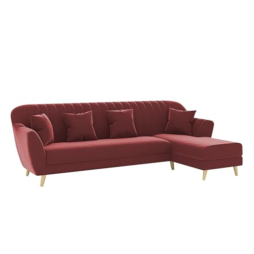 Image of Atticus RHS 6 Seater L Shape Sofa Set for Living Room (Maroon Fabric) Premium Fabric Sofa Set