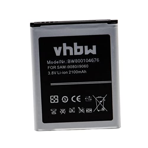 vhbw Batería Recargable Compatible con Samsung Galaxy Grand, Grand Duos, GT i9080, GT i9082, GT I9082I móvil, Smartphone (2100 mAh, 3,8 V, Li Ion)