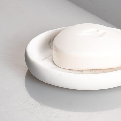 Imeea 2022 Soap Dish Marble Look Resin Soap Tray Oval Soap Holder Sponge Hand Soap Dish Holder For Bathroom Shower Kitchen Sink Counter thumb #6