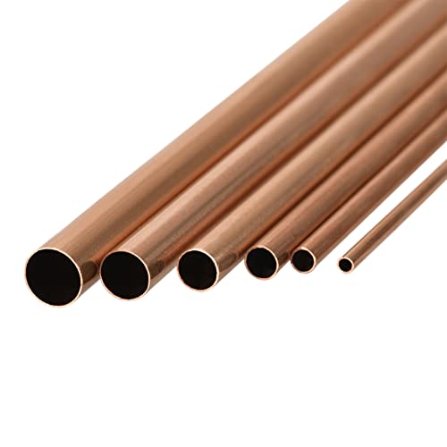 QUARKZMAN 2mm 3mm 4mm 5mm 6mm 7mm x 0.2mm x 300mm Rame Rotondo Tubo x 1Set Rotondo Dritto Tubo Tubi per Bricolage Artigianato, [Rame Tono]
