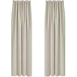 Doble Cortina Salón Deconovo Cortinas Opacas Cortinas Salon 140x245 cm Cortinas Termicas Aislantes Frio y Calor Cortinas Dormitorio para Riel con Ganchos Cortinas 2 Piezas Beige Claro