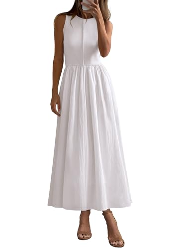 Image of PRETTYGARDEN Maxi Dresses for Women 2026 Summer Casual Sleeveless Patchwork Flowy Vacation Sundress Knit Long Work Tank Dress