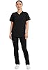 Cherokee Scrub Top for Women & Men, V-Neck Tuckable Medical Shirt with 1 Chest Pocket & ID Loop - WW625, XS, Black #4