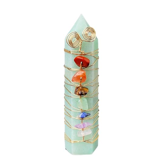 Namzi 2 Pieces of Natural Colorful Crushed Stone Gold Wire Wound Crystal Pillar Green Natural Crystal raw Stone Hexagonal Pillar Home Crafts Decoration Ornament