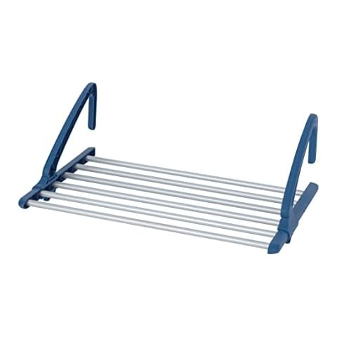 WENKO Teleskop Balkon-Wäschetrockner Alu, stabiler Wäschetrockner zum Einhängen für drinnen & draußen, teleskopisch ausziehbar zwischen 57-106 cm, aus rostfreiem Aluminium, Bügel stufenlos verstellbar Cover