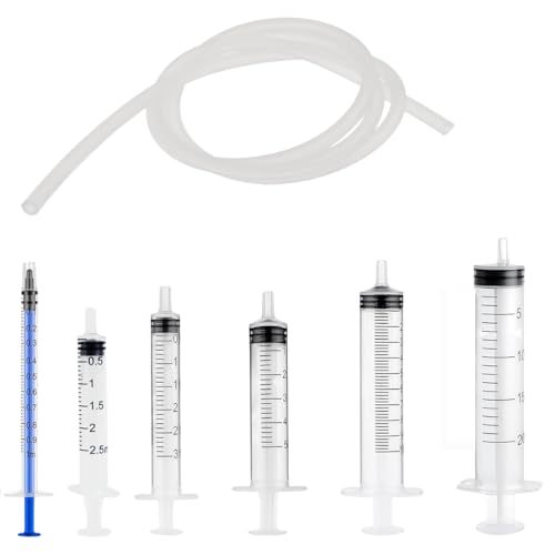 Jeringa de Plástico 1ml,2ml,3ml,5ml,10ml,20ml, Jeringuilla de Plástico con Manguera, Medición, Alimentación de Mascotas, etc Regando las plantas