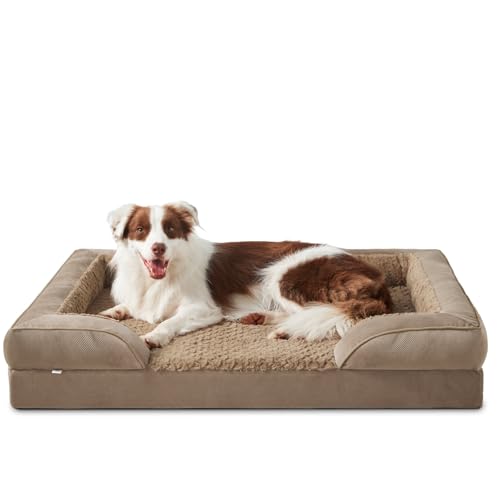 JOEJOY Großes Orthopädisches Hundebett, großes waschbares Katzenbett Hundekissen mit Wabenstruktur und abnehmbarem wasserdichte Fütterung Schaumstoff hundebett orthopädisch Braun