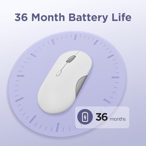 Image of Lenovo 350 Wireless Bluetooth Mouse, Silent Click, 3 Level DPI (1000, 1600, 2400), 36 Month Battery Life, 2 Device Pairing, Cloud Grey