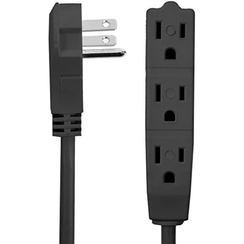 Flat Multiple Outlet Extension Cord 30 Ft for Indoor Use by Bindmaster- UL-Listed 3-Prong Multi Extension Wire- Space-Saving Flat Angled Extension Cord- Black Cover