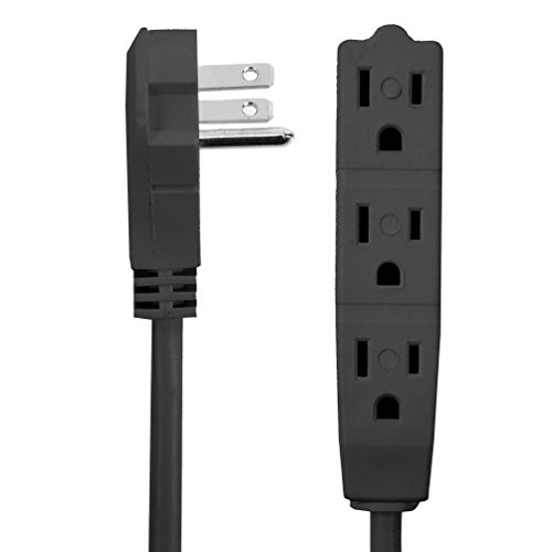 Bindmaster Flat Plug Extension Cord 30 FT Black 3 Outlet 3 Prong Grounded Indoor Extension Cord Low Profile Wall Hugger Angled Plug 16/3 Heavy Duty Power Cord 13A 125V for Home Office TV Desk Dorm by BindMaster - Used condition - US$15.52