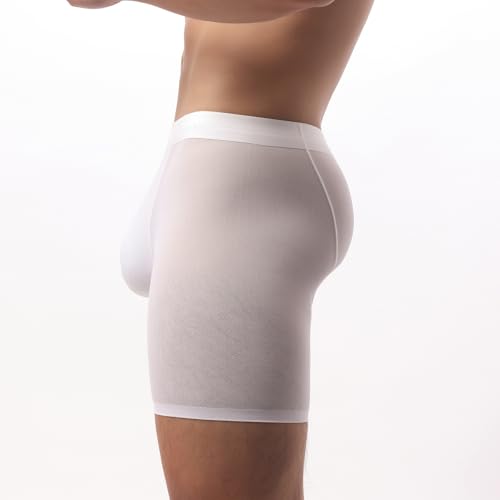 Evankin Ice Silk Mens Mesh Boxer Brief Long Leg Ultra-Thin Underwear Breathable Cool Underpants3