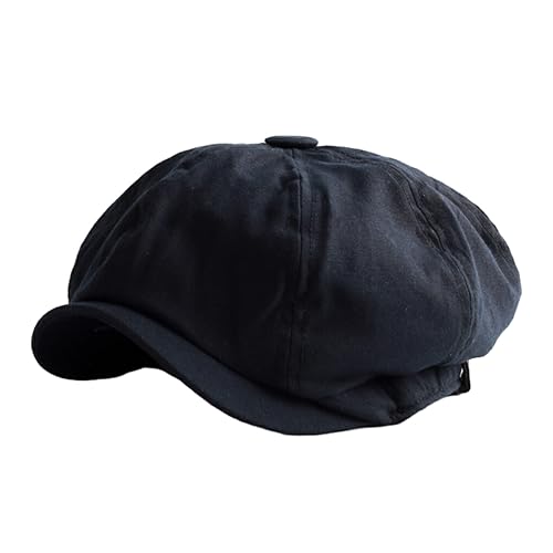 CLSSLVVBN Casquette gavroche élégante Vintage pour un Look à la mode et polyvalent confortable à porter casquettes gavroche en coton bonnet, Noir, L(58-60...