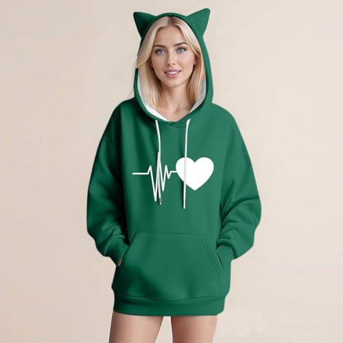 Uillui Womens Casual Hoodies Cute Cat Ear Oversized Sweatshirts Trendy Teen Girls Y2K Long Sleeve Pullover Tops Fall Sweater3