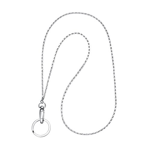 Wisdompro® modischer Lanyard für Damen, 48,3 cm Länge, Halskette mit ovalem Drehgelenk-Verschluss und Schlüsselring für Ausweise und Schlüssel Stud Chain