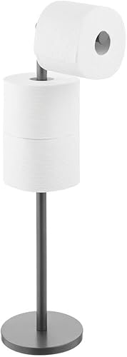 Miniatura 6 de mDesign Soporte moderno de acero para papel higiénico soporte dispensador de pañuelos higiénicos para organización de almacenamiento de baño