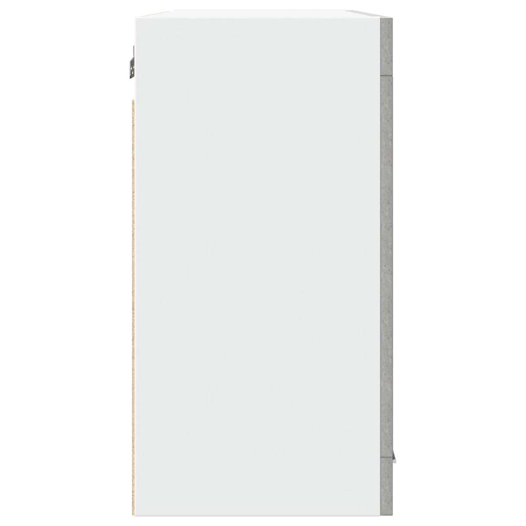 vidaXL Armoire Murale en Verre Lyon, Gris Béton, 80x31x60 cm, Bois d’ingénierie & Verre, Meuble Suspendu, Armoire pour Salle de Bain & Cuisine, Organisateur Maison