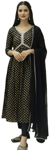 Image of Women Rayon Embroidered Kurta with Pant and Dupatta Set