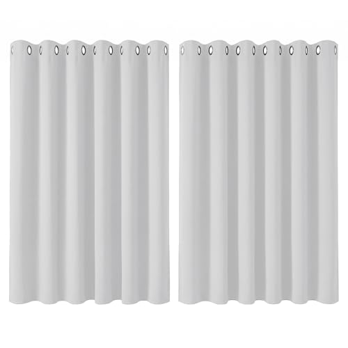 Image of Deconovo Super Soft Solid Eyelet Thermal Insulated Blackout Curtains for Bedroom, 90" Width x54 Drop, 1 Pair, Silver Grey