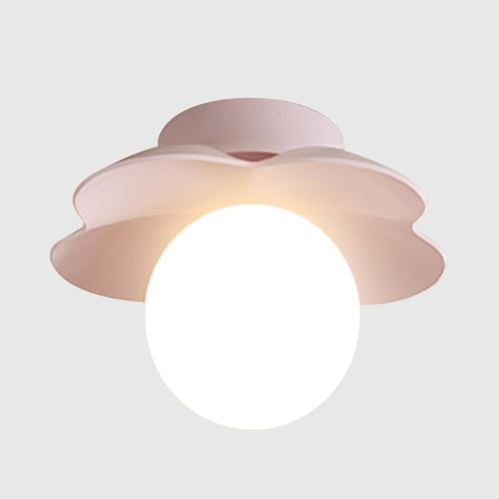 LYMSXAZOU Small Flush Mount Ceiling Light Mini Chandelier Modern Entryway Hallway Fixtures Schoolhouse Semi Flowers Shape Design Lamps(Pink)