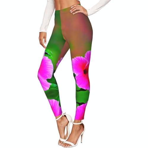 Leggings de compresión mujer mallas flores hibisco pantalones suaves