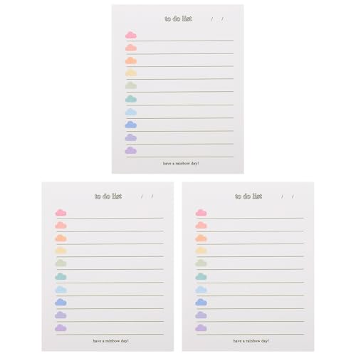 LEDMOMO 3個 彩色雲?デザインポータブルメモ帳 多機能やることリスト 家用ライティングパッド 大学生必携 学習計画とスケジュール管理に便