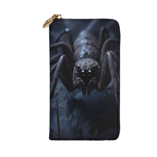 Black Spider Womens Long Wallet Purse,Pu Leather Clutch Bag With Zip Card Holder Case Credit Coin Wallets2