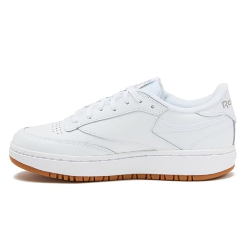 Reebok Club C Double Revenge Platform Tennis Shoes for Women, White/Reebok Gum 07/White8.5