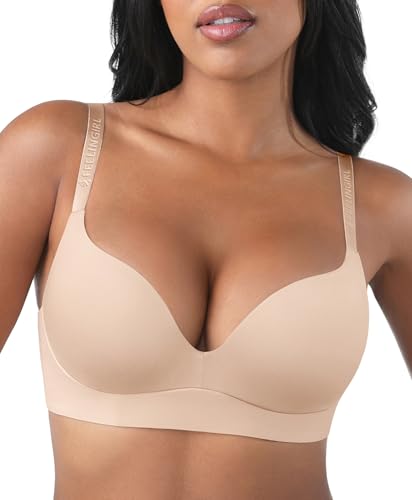 FeelinGirl Wireless Pushup Bra for Women Seamless Wireless Bras for Women No Underwire Comfy Tshirt Bras Skin 38D