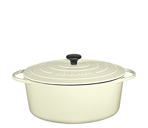 Küchenprofi Bratentopf, 35cm Creme Provence Gusseisentopf 35 cm, Schmortopf oval, Gusseisen emailliert