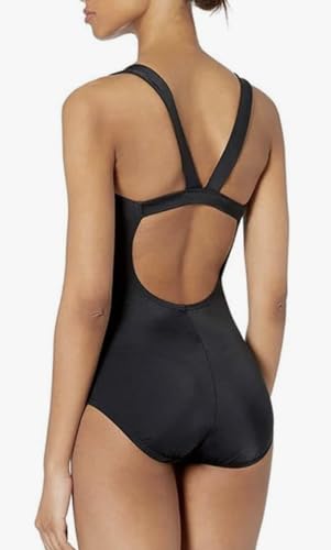 NIKE Swim Women's Standard Mesh Solid Edge V-Back One Piece Swimsuit, Black, Large3