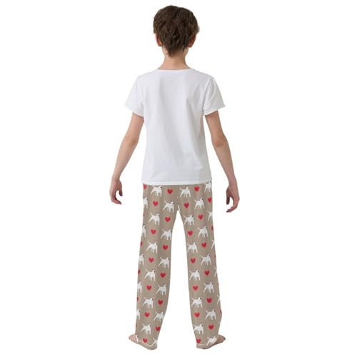 Terrier Love Heart Boys Long Pants Soft Trousers Elastic Waist Kids Lounge Bottoms with Pockets S-XL3