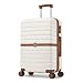 Kono Medium Suitcase 24 inch Lightweight ABS + PC Hard Shell Trolley Case Travel Check in Luggage with 3 Digit Combination Lock Spinner Wheels (Cream/Brown)