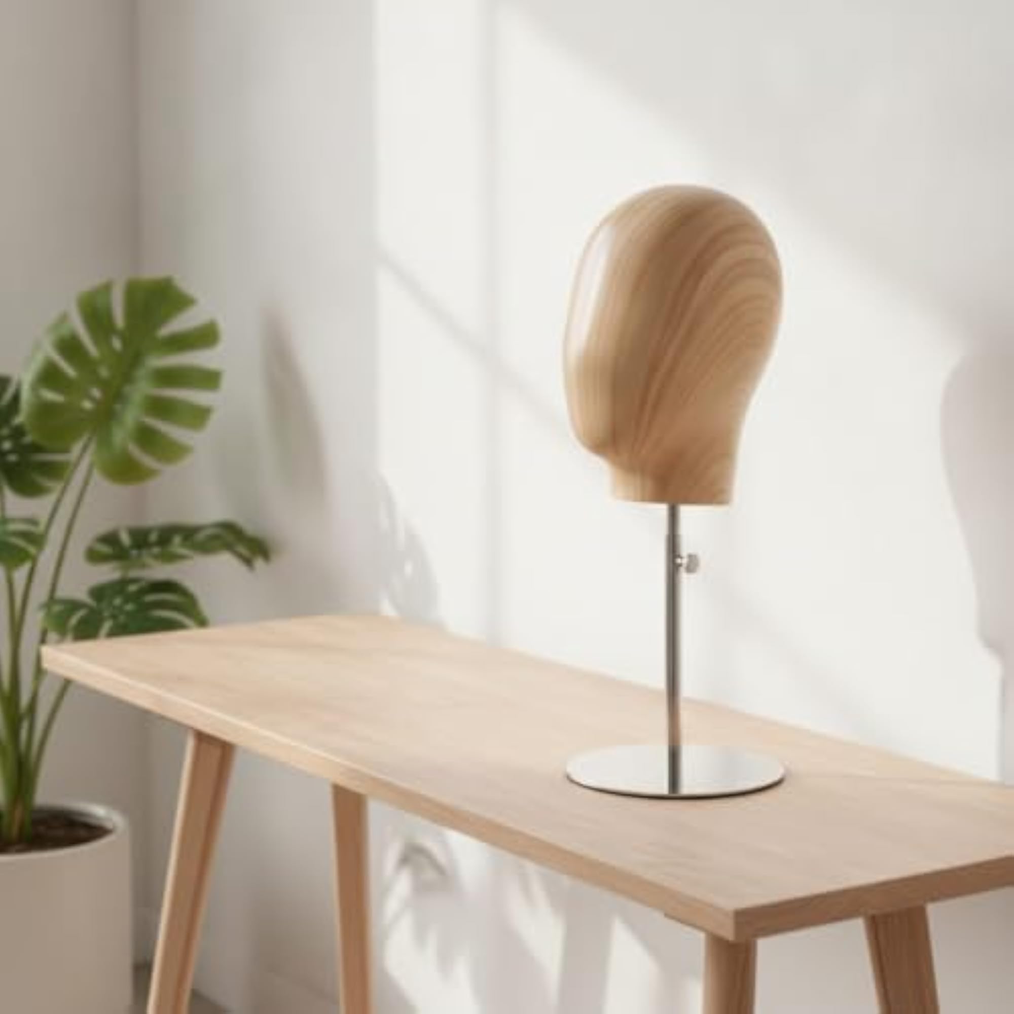 Adjustable-Height Hairpiece Head with Stand, Silver