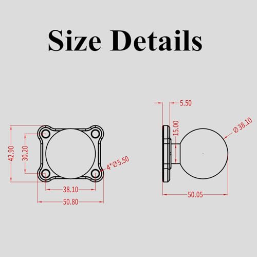 Image of BRCOVAN 2 Pack, Aluminum Alloy 4-Hole AMPS Square Plate Base Mount with 1.5'' TPU Ball Adapter Compatible with RAM Mounts C Size Double Socket Arm, CNC Machining, iii Grade Hard Anodized Surface