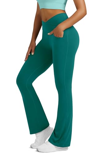 Image of Flare Leggings for Women Flare Yoga Pants with Pockets High Rise Crossover